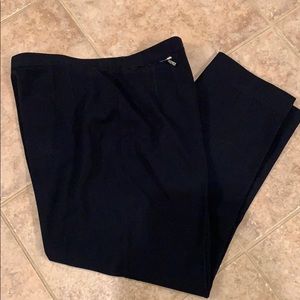 Anne Klein Unlined Wool Blend Blue Ankle Trousers